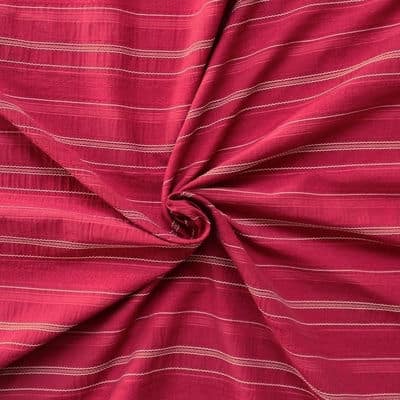 Tissu à rayures brodées multi motifs rouge