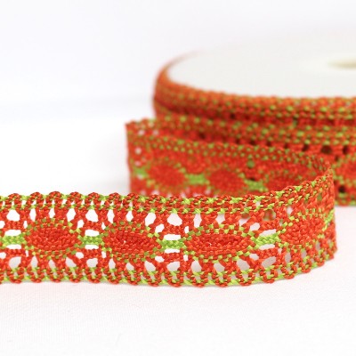 Dentelle entredeux orange et vert