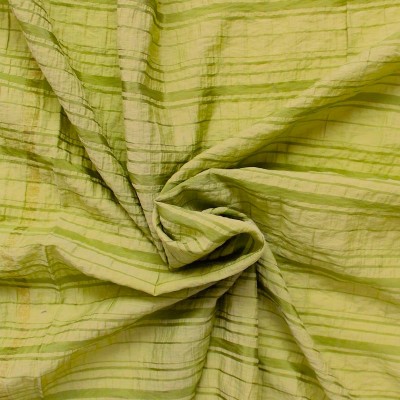 Fabric with mixed material with green stripes 