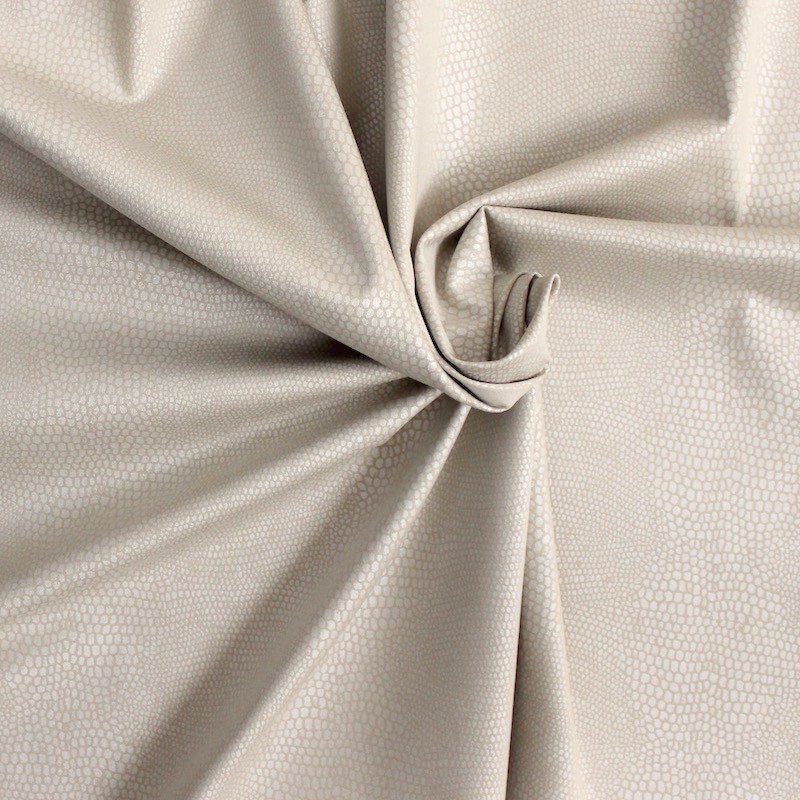 White satin viscose fabric with yellow lines