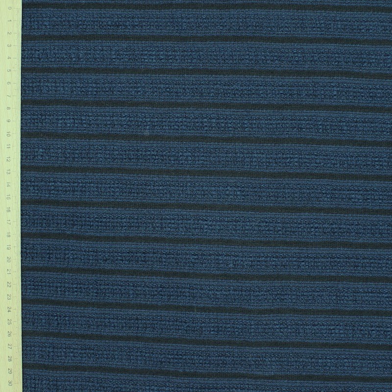 Tissu vestimentaire rayé marine et noir