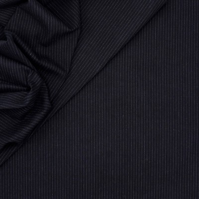 Extensible cotton with stripes - navy blue