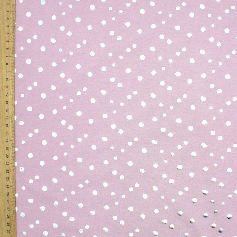 Stretch cotton with silver dots 