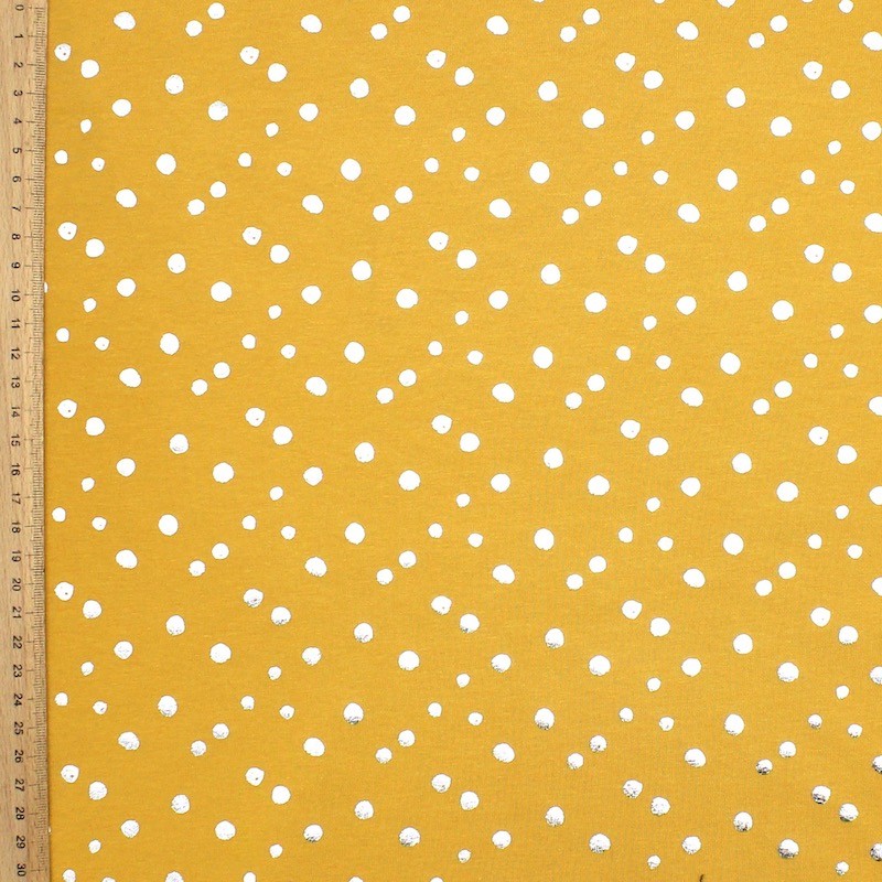 Stretch cotton with silver dots 