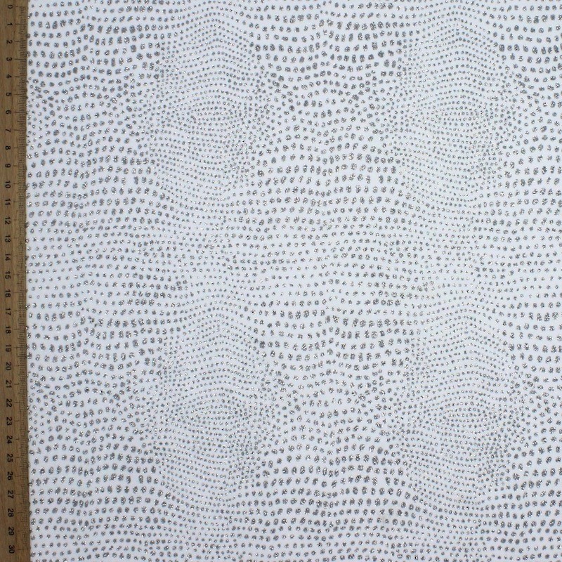 Tissu extensible  blanc à motif