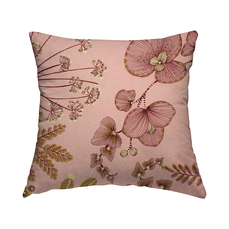 Fabric with floral print - pink background