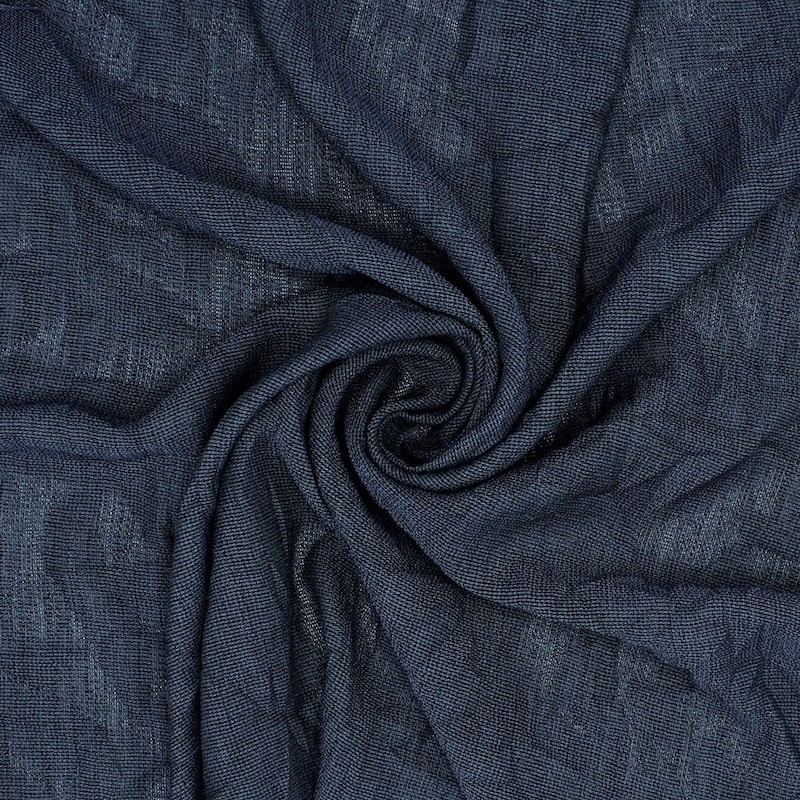 Tissu polyester aspect froissé bleu