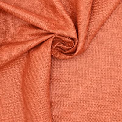 Fabric in cotton and raffia - coral