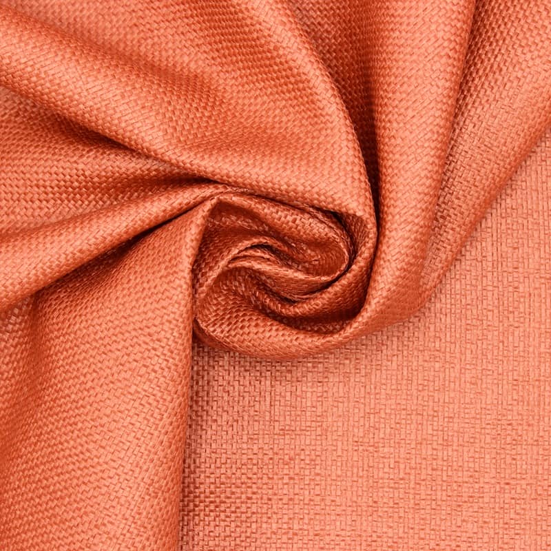 Fabric in cotton and raffia - coral