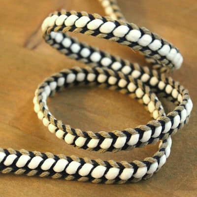 Braided braid trim - beige and navy blue