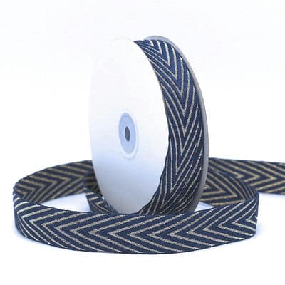 Braid trim with herringbone pattern - navy blue and gold