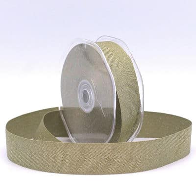 Ribbon with herringbone pattern - khaki and silver