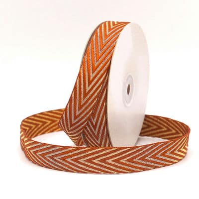 Braid trim with herringbone pattern - rust and gold