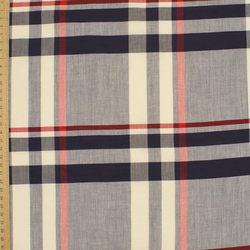 Checkerd fabric in cotton and linen 