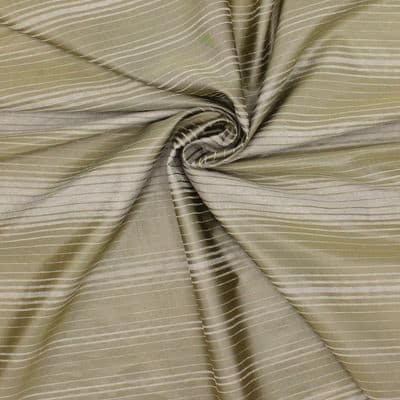 Striped polyester fabric - grey-beige