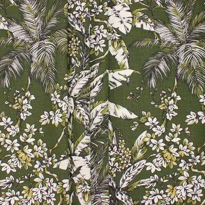 Printed fabric in ramie and cotton - green 