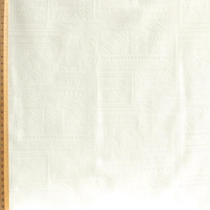 Tissu jacquard polyester blanc cassé