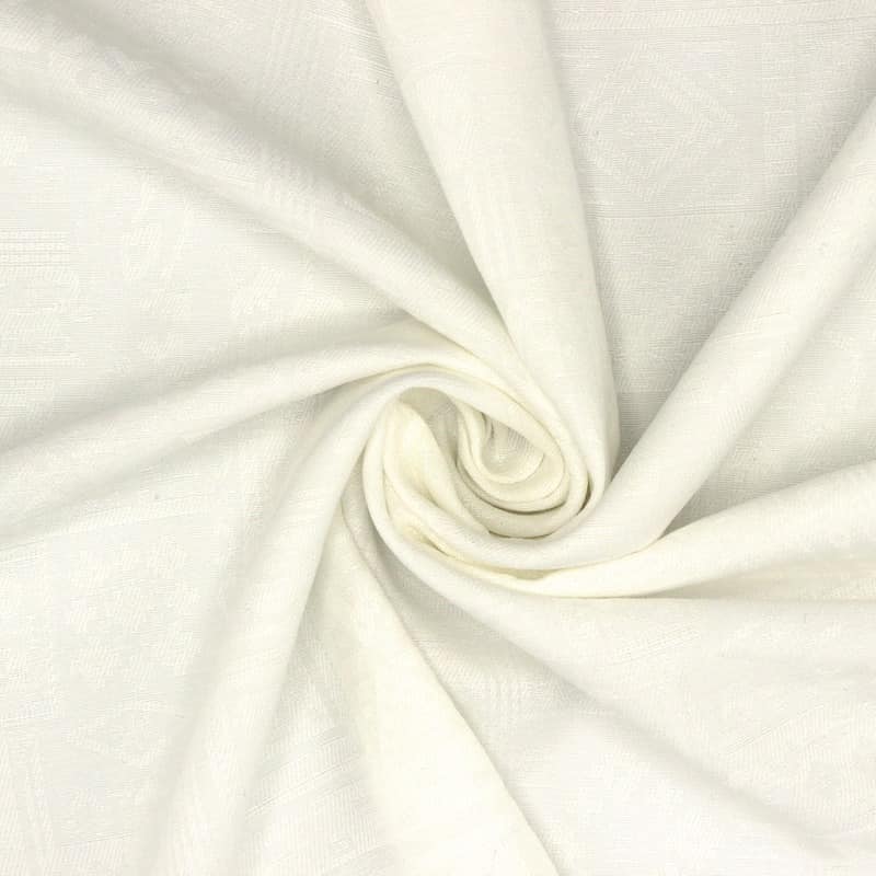 Tissu jacquard polyester blanc cassé