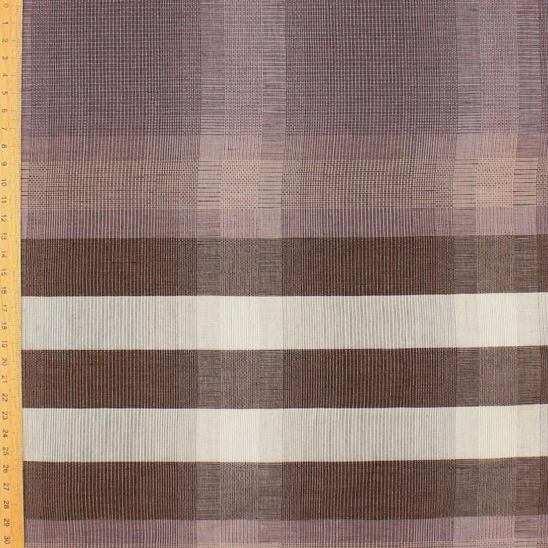 Apparel fabric with brown stripes 