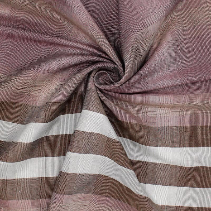 Apparel fabric with brown stripes 