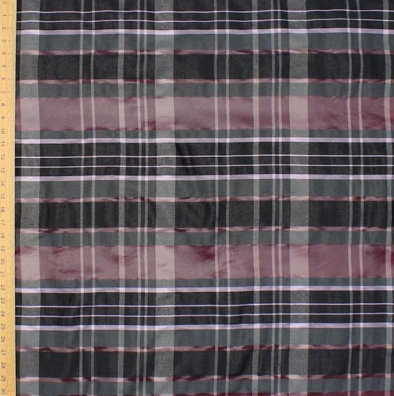 Checkered fabric - grey and burgondy