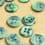 Resin button - marbled green-blue