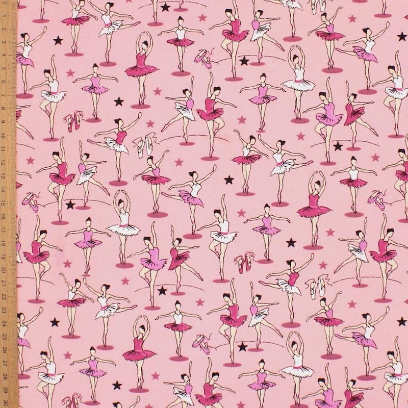 Cotton with ballerina - pink