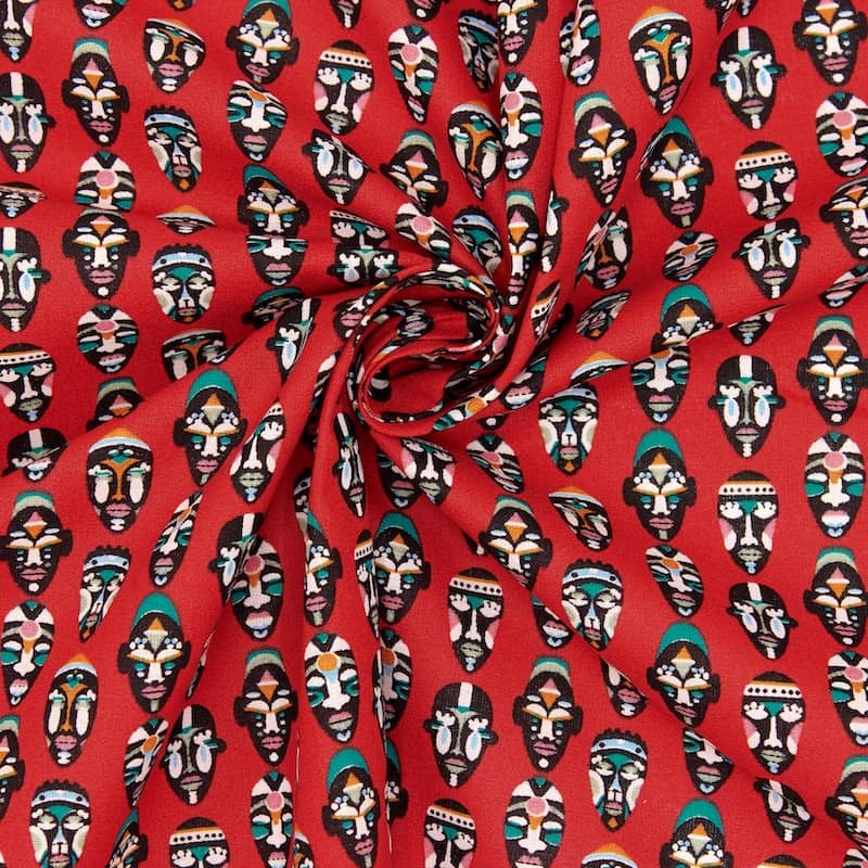 Cotton with masks - red