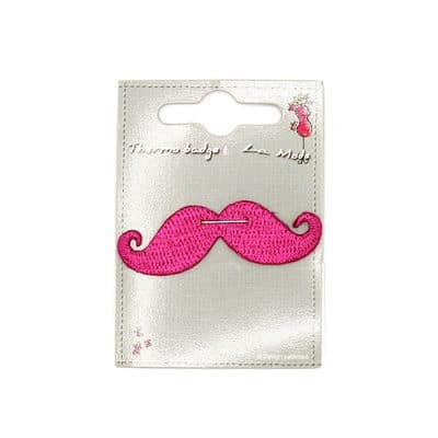 Iron-on patch fuchsia moustache