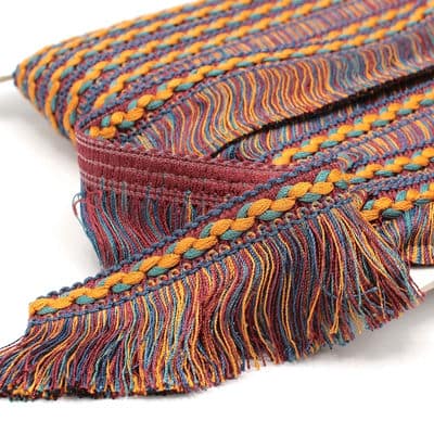 Viscose fringes - burgondy, orange and blue 