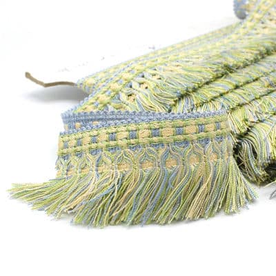 Viscose fringes - sky blue, green and ecru