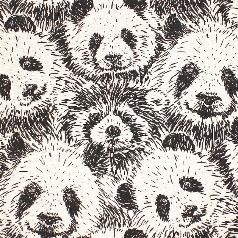 Upholstery Fabric With Pandas Black