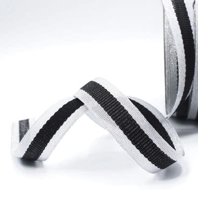 Silver braid trim with black stripe