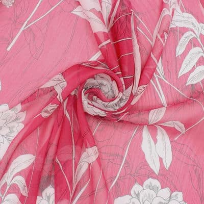 Polyester sluier met bloemen - roos