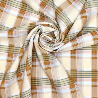 Checkered viscose fabric - beige