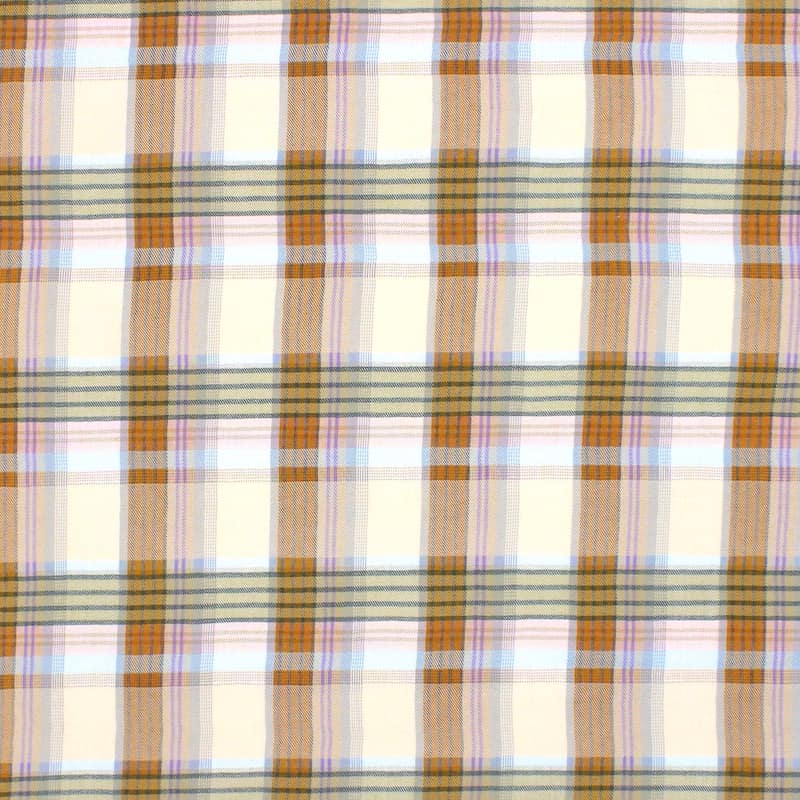 Checkered viscose fabric - beige