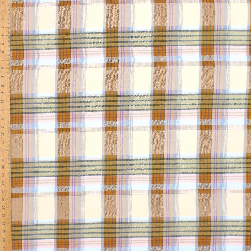 Checkered viscose fabric - beige