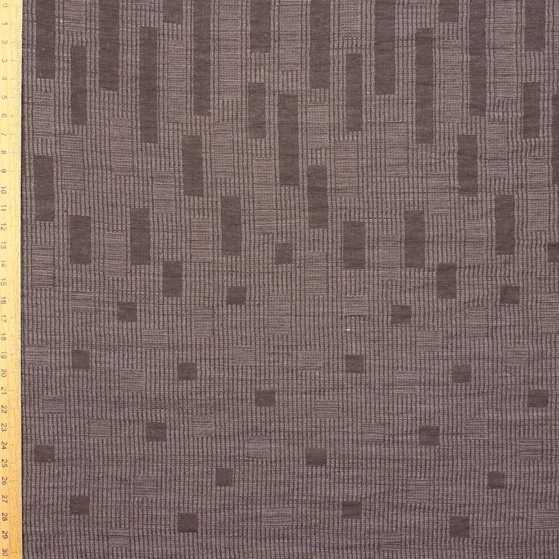 Tissu jacquard géométrique - brun