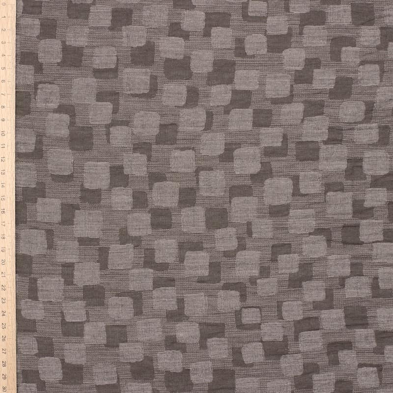 Jacquard fabric with geometric print - brown