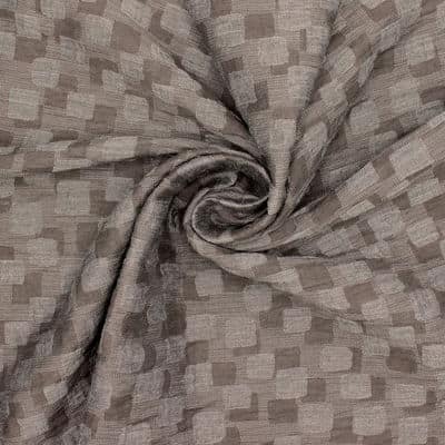 Tissu jacquard géométrique - brun