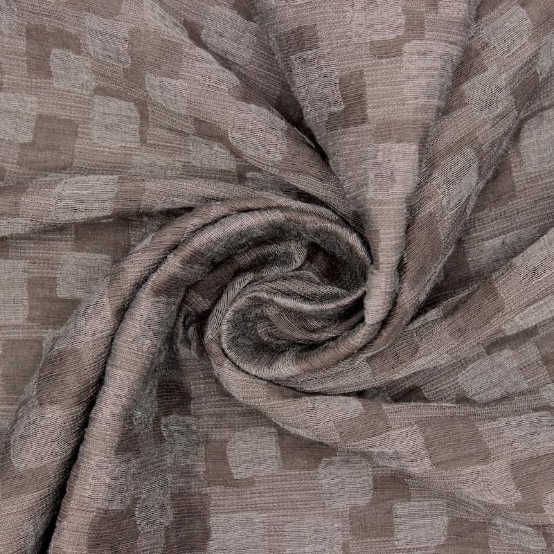 Tissu jacquard géométrique - brun