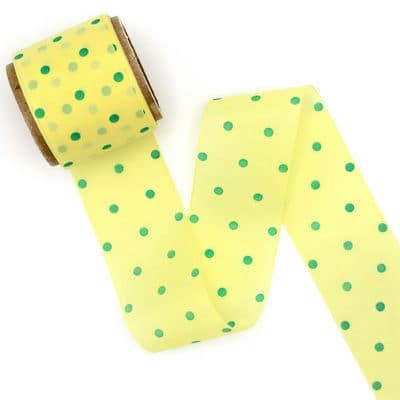 100% perlon ribbon with dots - yellow / green