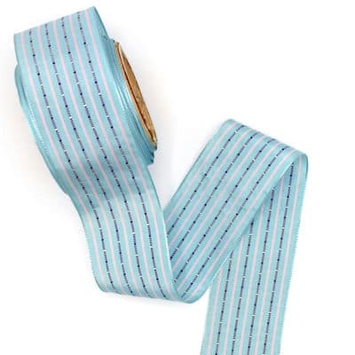 Striped ribbon 100% rayon - turquoise