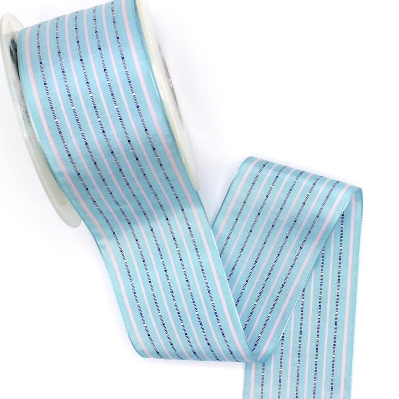 Striped ribbon 100% rayon - turquoise