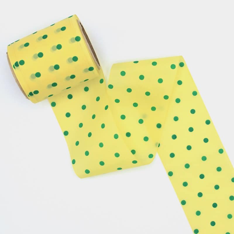 100% perlon ribbon with dots - yellow / green