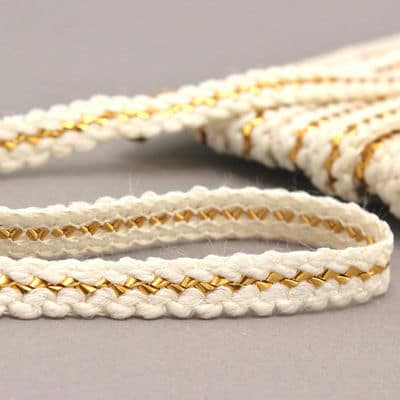 Braided fantasy braid trim - white and gold