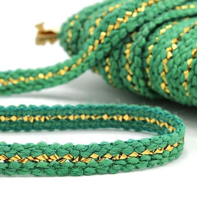 Braided fantasy braid trim - green and gold