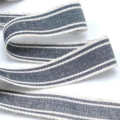 Striped fantasy braid trim - ecru / navy blue 