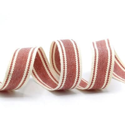 Striped fantasy ribbon - ecru / red