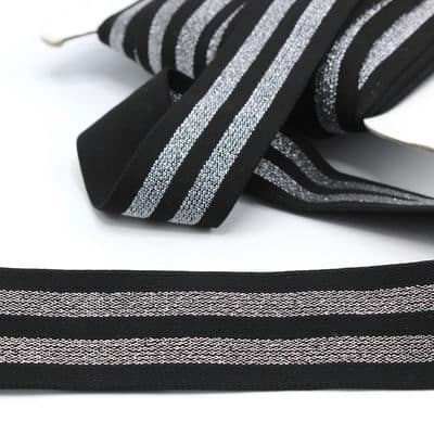 Striped elastic waistband - black / silver